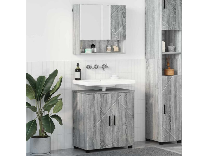  Ensemble de mobilier de salle de bain 2 pièces gris sonoma cf64222  - Conforama B