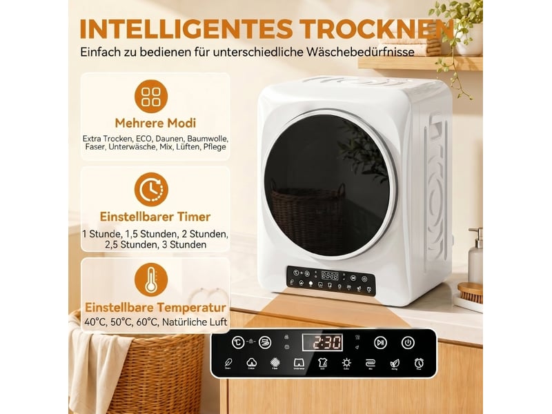  Sèche-linge à évacuation compact 49x43x61 cm, 1000 w, modes eco et extra sec, blanc  - Conforama D