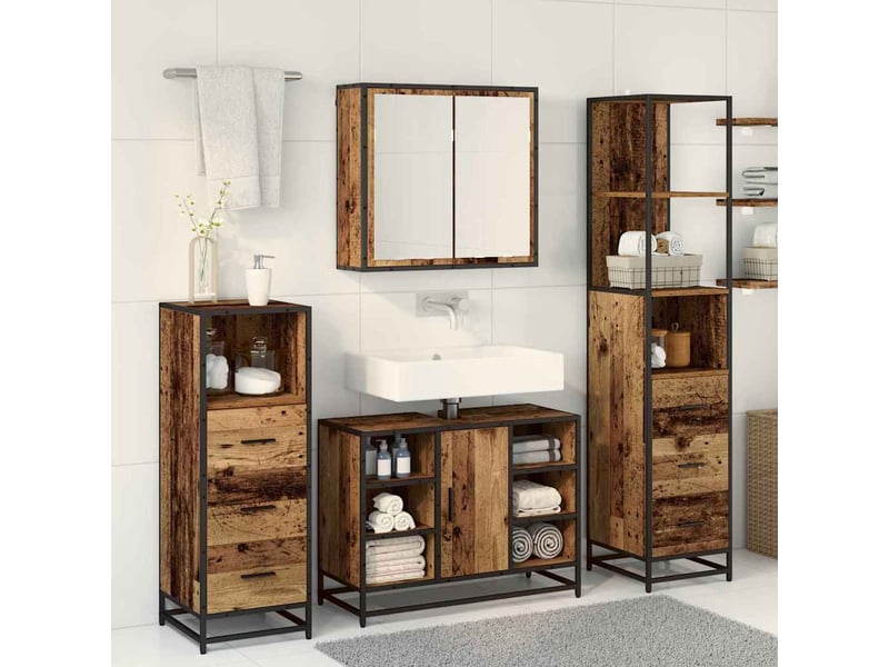 Ensemble de mobilier de salle de bain 3 pc bois ancien cf64267 - Conforama D