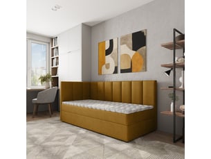 Lit avec rangement 80x200 cm <strong>MASSENO</strong> <strong></strong> coloris jaune