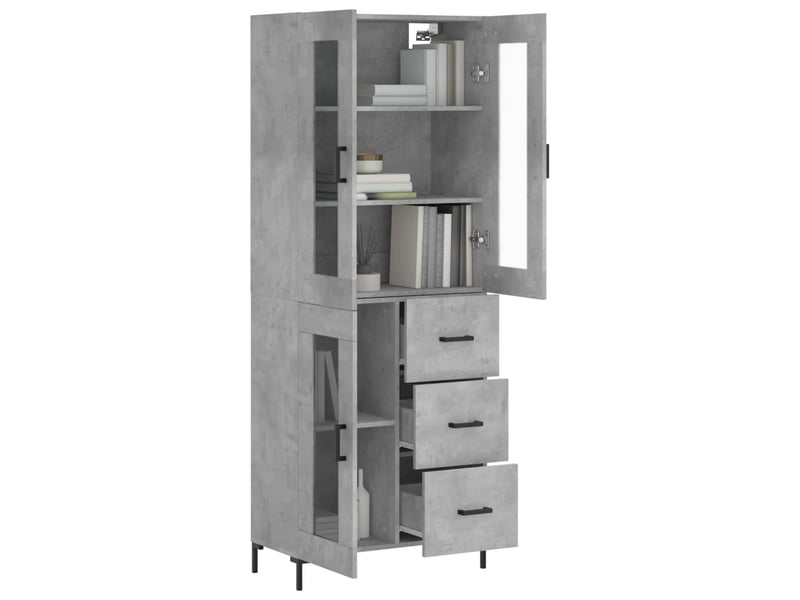  Buffet haut - bahut - meuble de rangement gris béton 69,5x34x180 cm bois d'ingénierie  - Conforama C