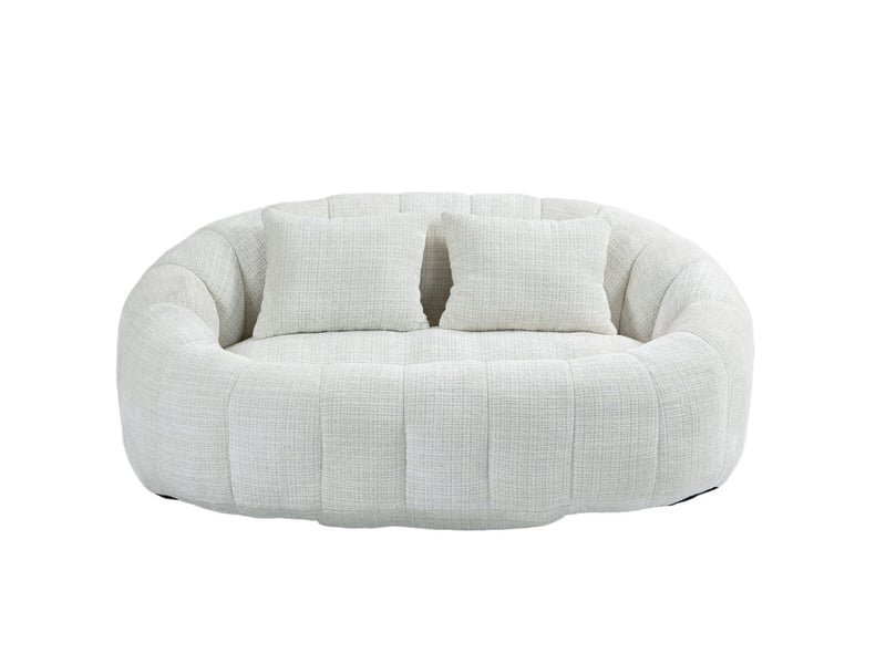 Canapé droit, 145 x 95 x 63 cm, fauteuil de détente moelleux à poser au sol, chenille, beige - Conforama A