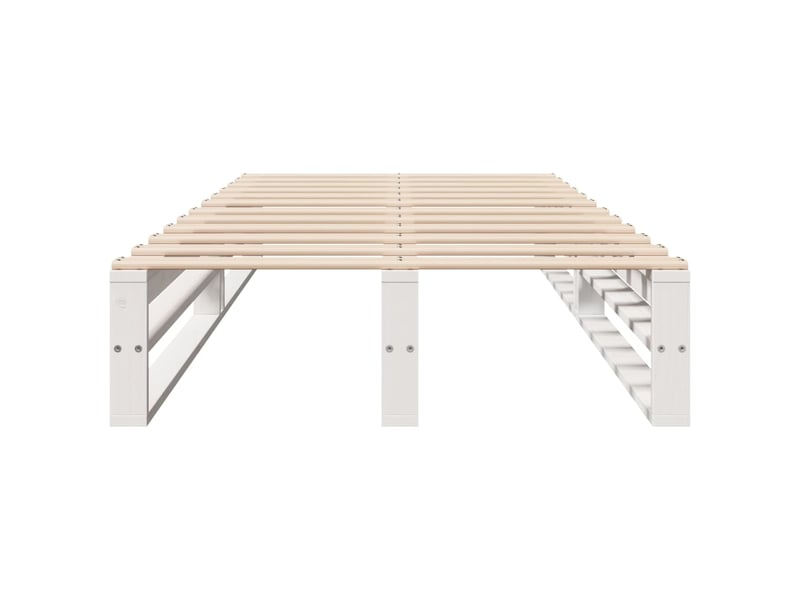  Lit simple- lit adulte -  cadre de lit sans matelas blanc 100x200 cm bois de pin massif  - Conforama C