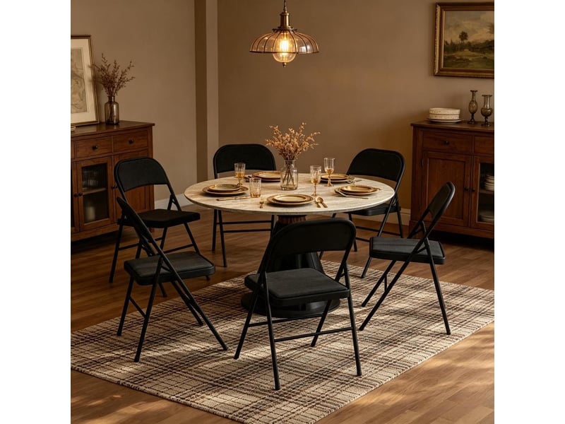  Lot de 6 chaises pliantes rembourrées en polyester noir T5828P571991 - Conforama E