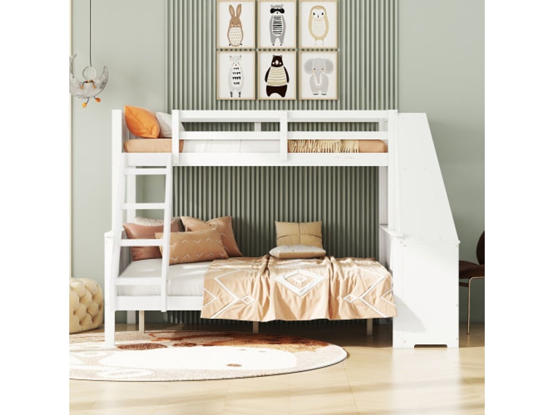  Lit superposé 140x200(90x200) cm coloris blanc pin lit enfant blanc - Conforama B