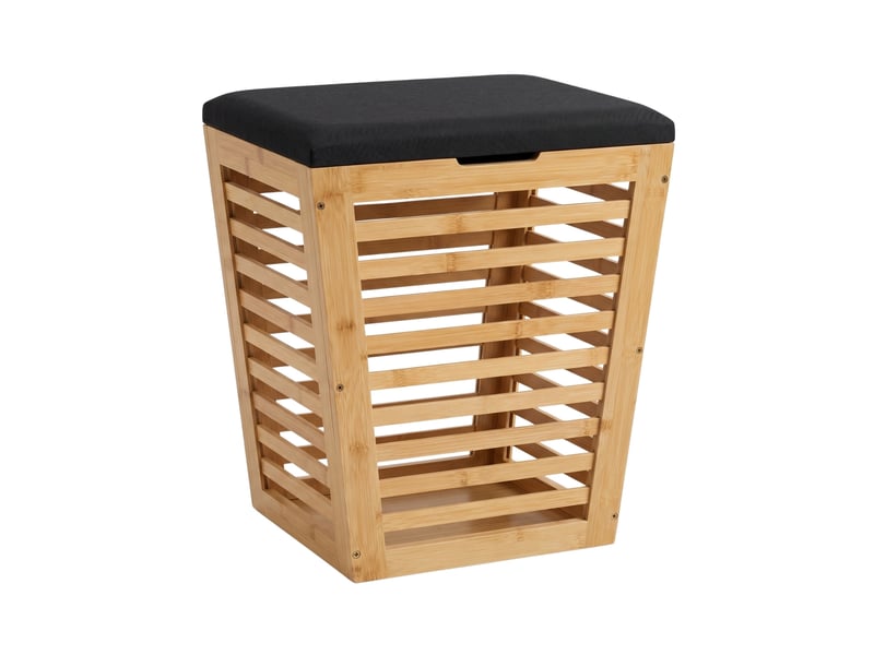  Panier à linge en bambou avec assise, 40 x 40 x 56 cm  - Conforama A