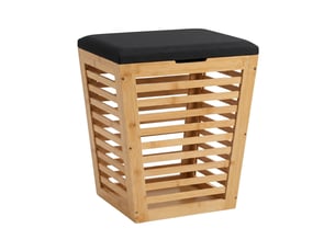 Panier à linge en bambou avec assise, 40 x 40 x 56 cm