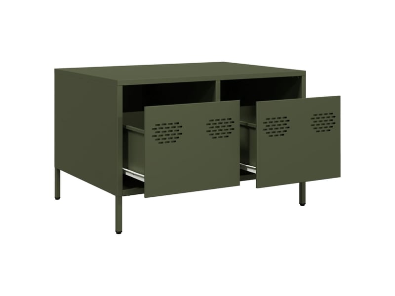  Meuble tv - banc tv - meuble de rangement vert olive 68x50x43,5 cm acier laminé à froid  - Conforama E