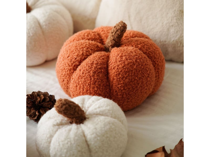  Coussin décoratif citrouille en polyester bal kabagi - orange  - Conforama C