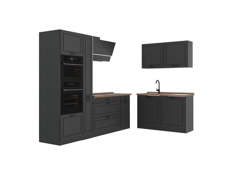  Vicco cuisine en angle, anthracite campagneanthracite, 230 x 120 cm plan de travail chêne doré  - Conforama A