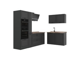 Vicco cuisine en angle, anthracite campagneanthracite, 230 x 120 cm plan de travail chêne doré