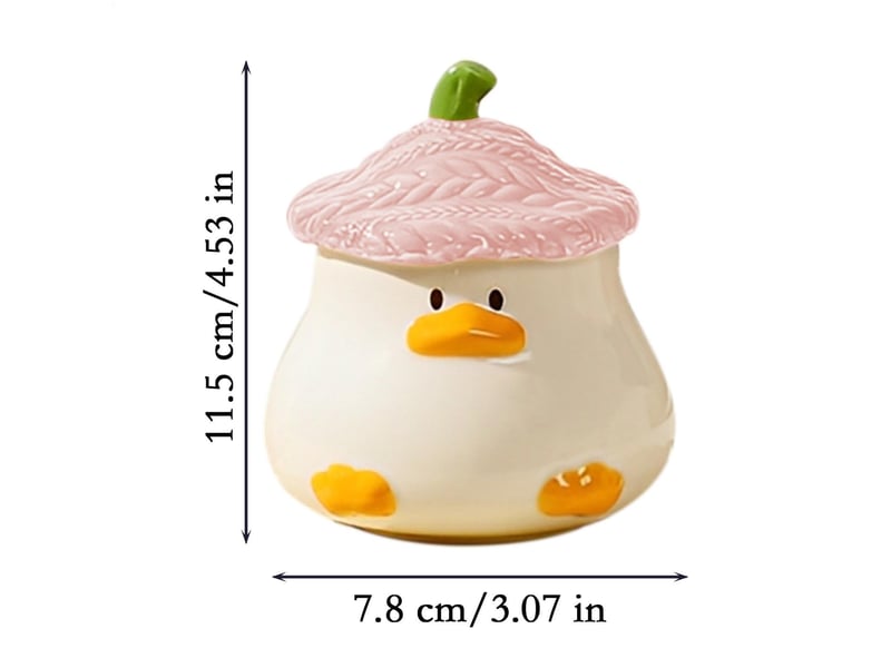  Mug en céramique avec couvercle, canard en relief, rose, 400 ml  - Conforama E