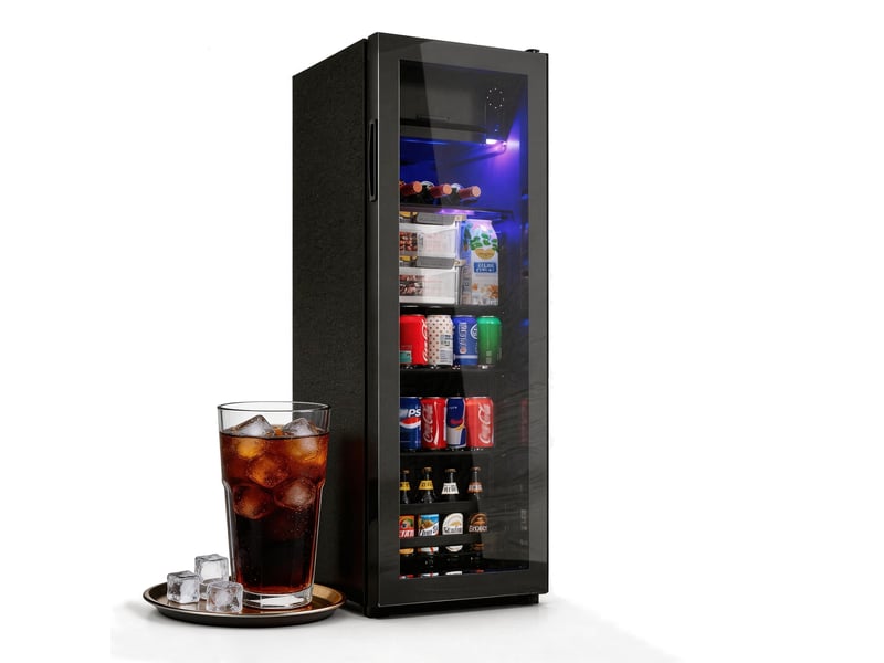  Réfrigérateur à boissons 128l avec congélateur 8l, mini frigo pose libre compact silencieux 43db, 94 canettes, led bleue RH-ES301428SAA - Conforama A