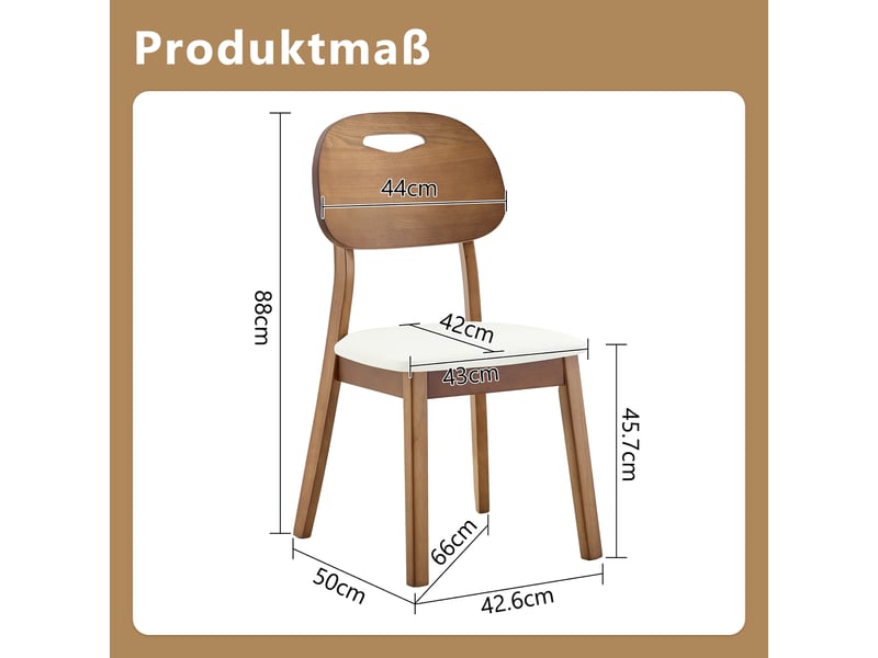 Lot de 2 chaises de salle à manger,50x44x88 cm,pu et bois d'hévéa,blanc - Conforama C