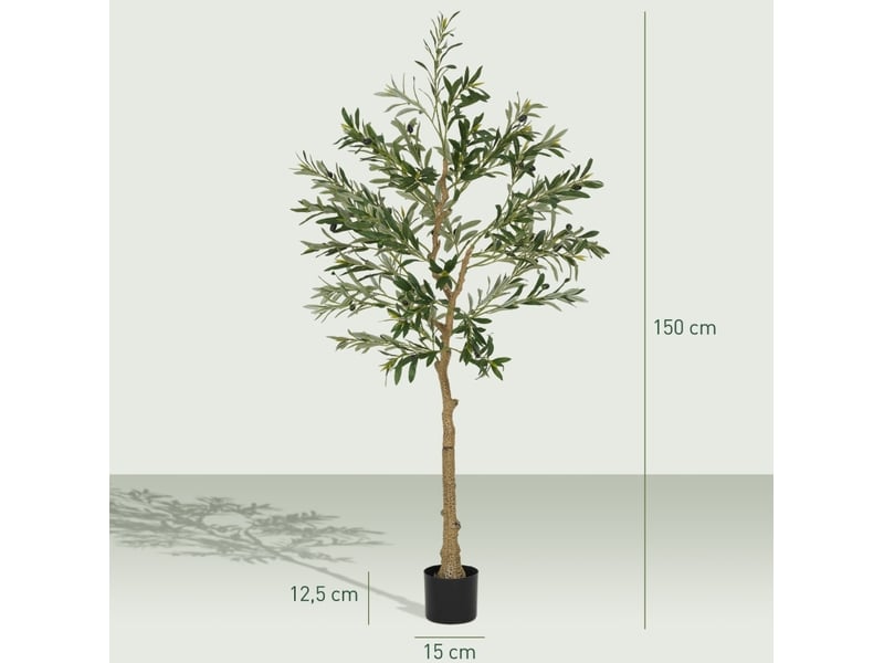  Olivier artificiel en pot 15 x 15 x 150 cm – vert – branches façonnables et base cimentée stable  - Conforama C
