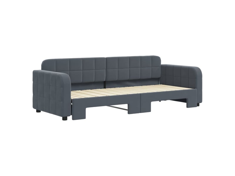  Lit simple- lit adulte -  lit de jour avec gigogne sans matelas gris foncé 80x200 cm  - Conforama B
