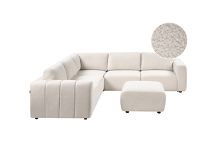 Canapé d'angle droit fixe BELIANI 5 places Tissu blanc avec coffre de rangement