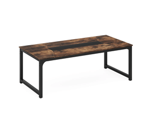 Table de salle à manger rectangulaire pour 6 à 8 personnes avec pieds réglables en métal et bois pour cuisine