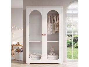 Armoire de chambre 2 portes avec penderie et étagères réglables - mdf acrylique blanc 80 × 50 × 120 cm