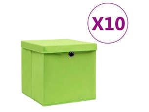 Boîtes de rangement avec couvercles 10 pcs 28x28x28 cm vert