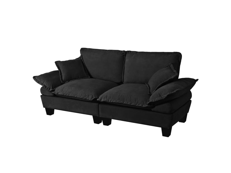 Canapé 2 places modenvie voilier en chenille noir avec accoudoirs amovibles 194 x 82 x 90 cm - Conforama A