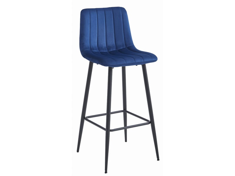 Family tabouret de bar pozza - velours bleu marine pieds noirs x 4  - Conforama B