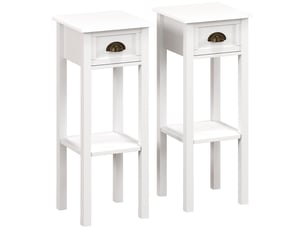 Lot de 2 tables d'appoint table de chevet style sophistiqué avec tiroir, étagère inférieure, blanc, 30 x 30 x 75 cm
