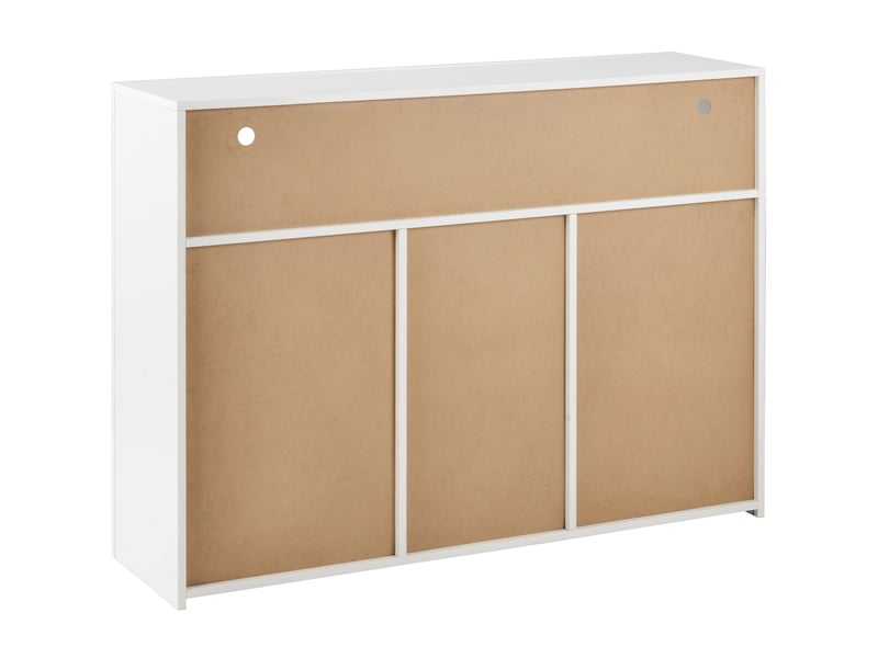 Buffet 130x35x95 cm 3 portes avec éclairage led panneau de particules blanc - Conforama D