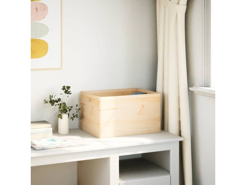  Boîte de rangement, coffre de rangement avec poignées 40x30x23 cm bois de pin massif  - Conforama C