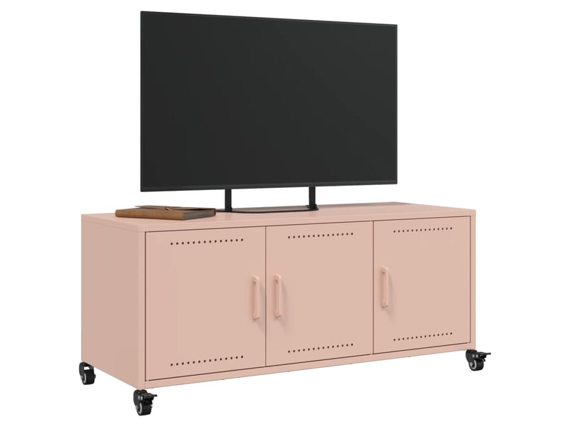  Meuble tv - banc tv - meuble de rangement rose 100,5x39x43,5 cm acier  - Conforama E