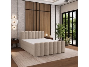 Lit avec rangement 140x200 cm <strong>MASSENO</strong> <strong></strong> coloris beige