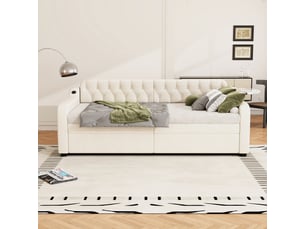Lit banquette 90x200 cm ZOVIRA coloris beige