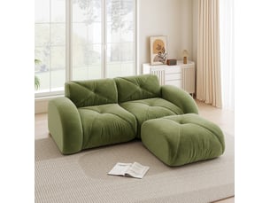 Canapé d'angle compressé réversible fixe <strong>MAISENTIEL</strong> <strong></strong> 2 places Tissu Vert