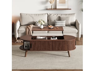 Table basse capsule coloris bois foncé WISHDOR  - 50 cmx120 cm
