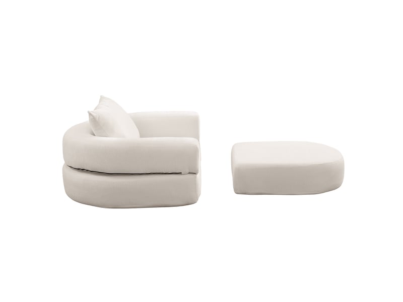  Canapé convertible 1 place en tissu beige pliable avec coussin, format sol pour salon, chambre d'amis ou studio  - Conforama C