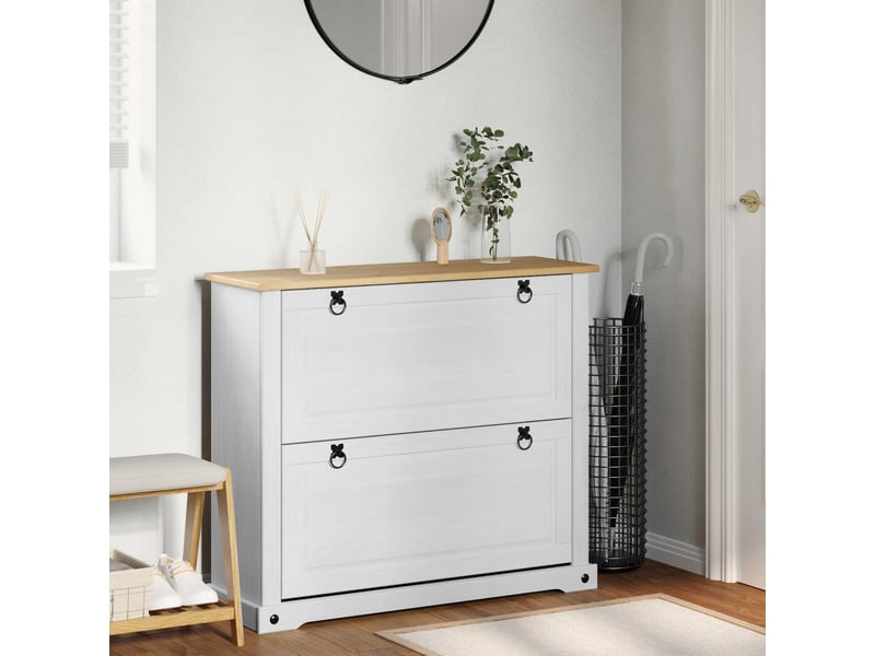  Meuble à chaussures, armoire à chaussures corona blanc 99x32x85 cm pin massif  - Conforama B