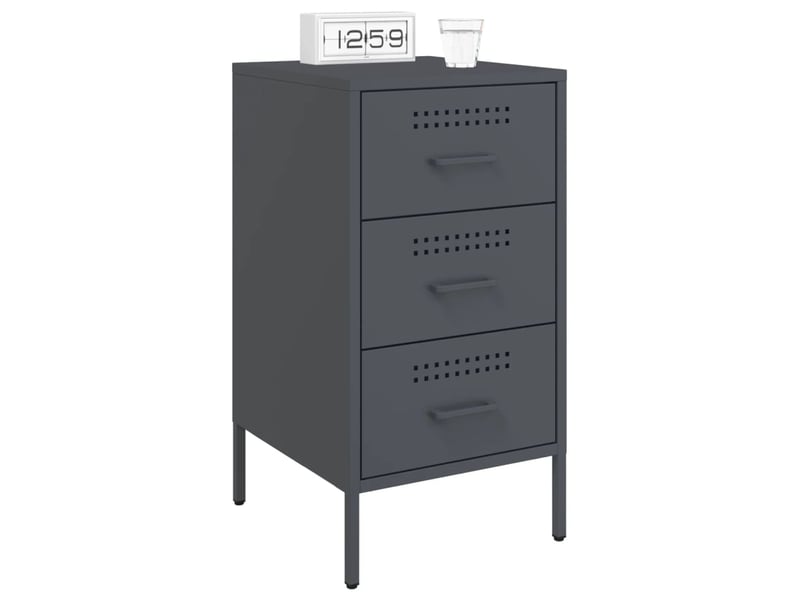  Lot de 2 table de chevet - cabinet de chevet - table de nuit anthracite 36x39x68 cm acier  - Conforama B