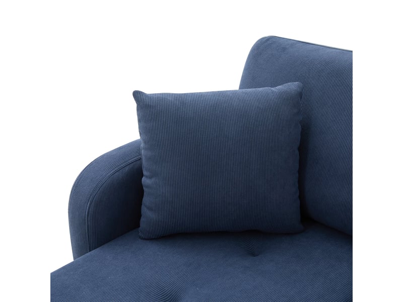 Canapé d'angle méridienne modulable 3 places tissu côtelé bleu avec coffre de rangement intégré - Conforama W