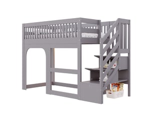 Lit mezzanine 90x200 cm <strong>WISHDOR</strong> <strong></strong> coloris gris
