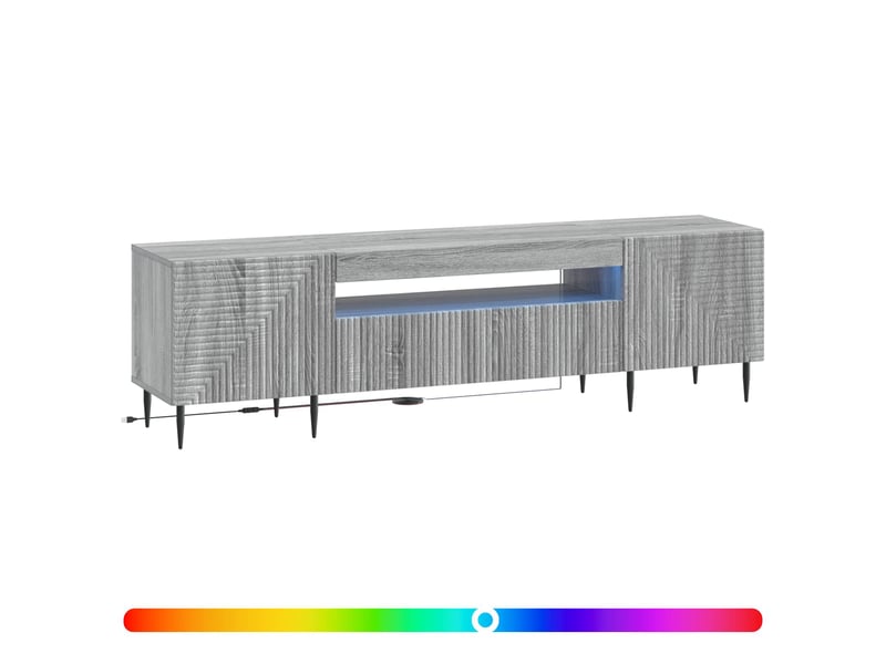  Meuble tv - banc tv - meuble de rangement led sonoma gris bois d'ingénierie  - Conforama C
