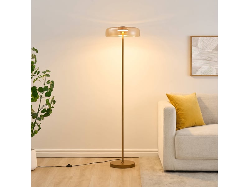  Lampadaire doré contemporain verre ambré led 165 cm - riccardo Riccardo - Conforama C