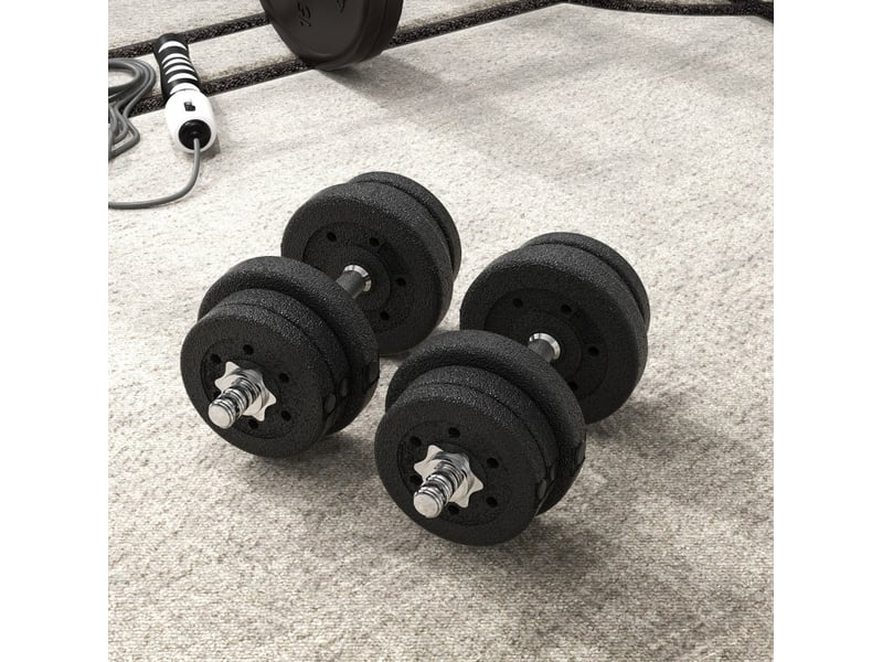  Set d'haltères 25 kg noir en acier et plastique, pour exercices de renforcement à domicile et en salle  - Conforama B