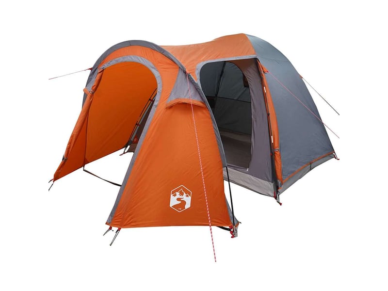 Tente de camping, tente dôme 6 personne gris et orange  - Conforama A
