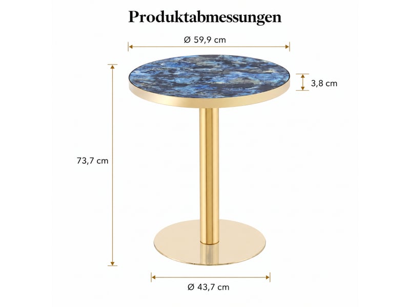  Table d’appoint ronde plateau effet marbre et piètement central stable - lpospi - mdf métal bleu 60 × 73,7 cm  - Conforama D