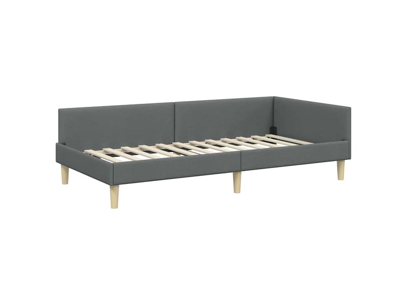  Lit simple- lit adulte -  cadre de lit d'angle gris foncé 90 x 190 cm tissu  - Conforama C