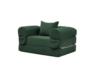 Fauteuil-lit convertible en velours côtelé, 2-en-1 sans outil, pliable, gain de place, coussin inclus