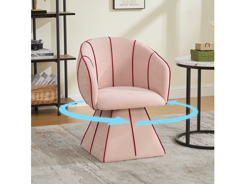 Fauteuil pivotant 360° en chenille rose 56x54x74,5 cm - Conforama B