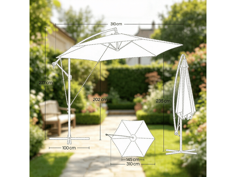  Parasol de jardin pliable, coloris au choix, piscine, extérieur, flexible  - Conforama C