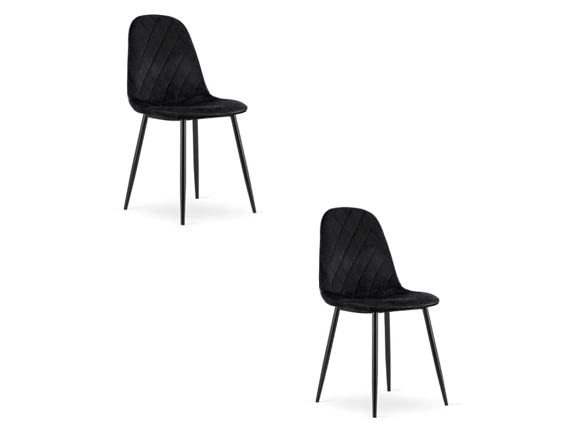 Family chaise asti - velours noir x 2  - Conforama A