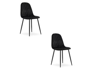 Chaise - leobert - asti - velours noir - 44,5 x 50,5 x 87,5 cm - lot de 2